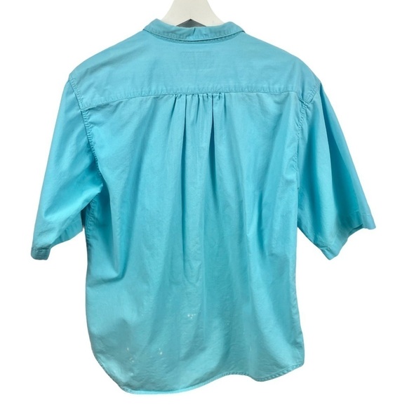 Vintage Canary Island Turquoise Tiki & Feather Embroidered Short Sleeve Shirt L - Picture 3 of 7